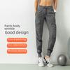 Women's Quick-Dry Pleated Sports Pants - Summer Running, Fitness, Casual Straight-Leg Design with Drawstring.