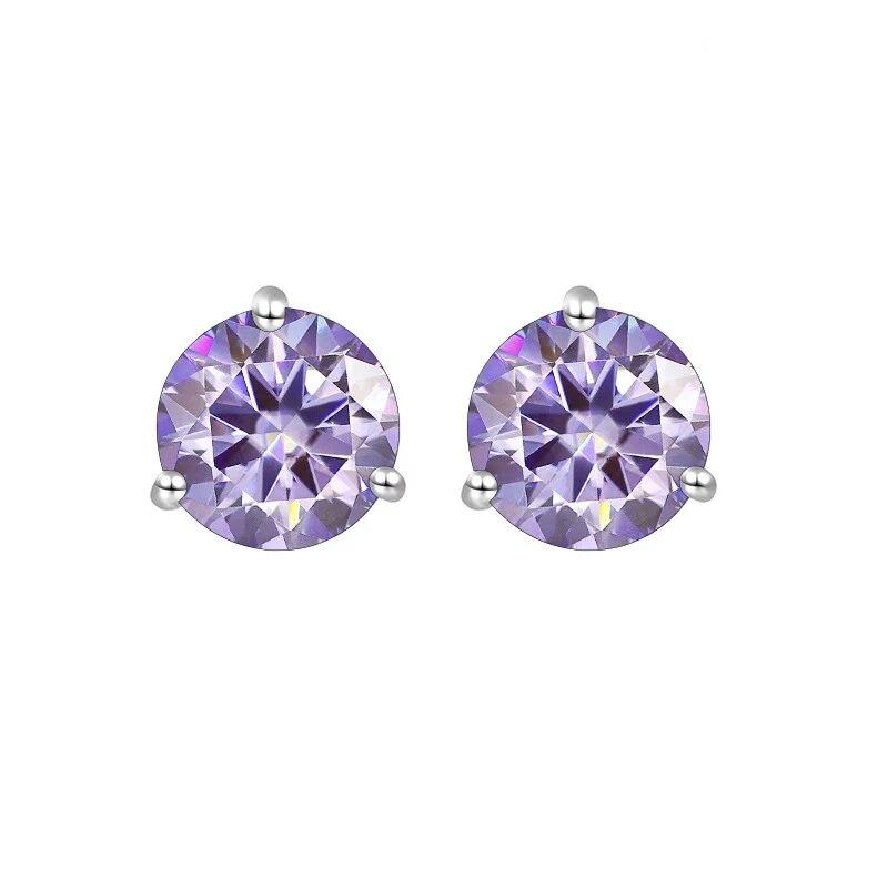 S925 Sterling Silver Round Anniversary Stud Earrings 0.5CT/1CT Trendy Style Moissanite Earrings For Women Couple Gift
