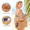Women's Large Capacity Beach Tote Bag - Durable Polyester Woven Shoulder Bag with Open Top for Travel, Shopping