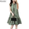 Women Casual Floral Print Sleeveless Dress