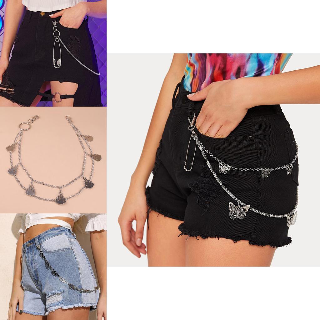 Silver Metal Cross Waist Chain For Women Hip Hop Streetwear Fashion