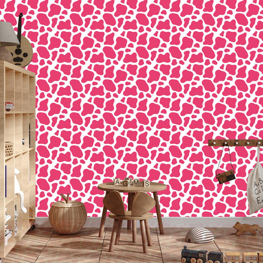 Cow Rose Patches Wallpaper, Powder Pink and White for Living Room and Bedroom 50x1000