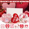 3pcs Valentine's Day Wooden Heart Shaped Ornaments, Scene Decoration For Living Room, Bedroom, Office