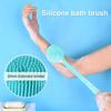 Lazy Shower Brush Long Handle Silicone Back Scrubber Double Sided Brush Head Exfoliating Massage Brush Bath Accessory