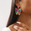 Bohemian Style Butterfly Earrings with Alloy Frame Cotton Thread Weaving, Perfect for Vacation