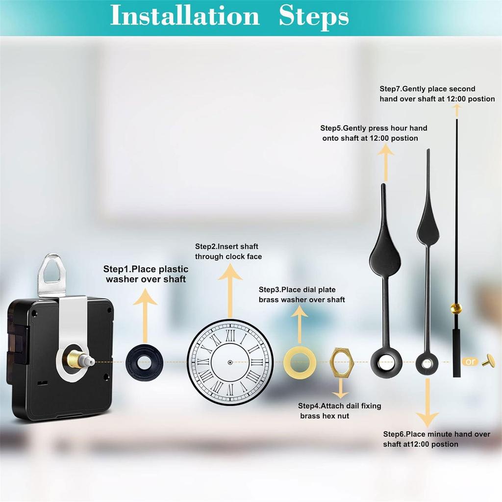 Long Shafts Length Wall Clock Movement Quartzs Quiet Clock Mechanism Replacement Wall Clock Repair Parts Kits for Crafts