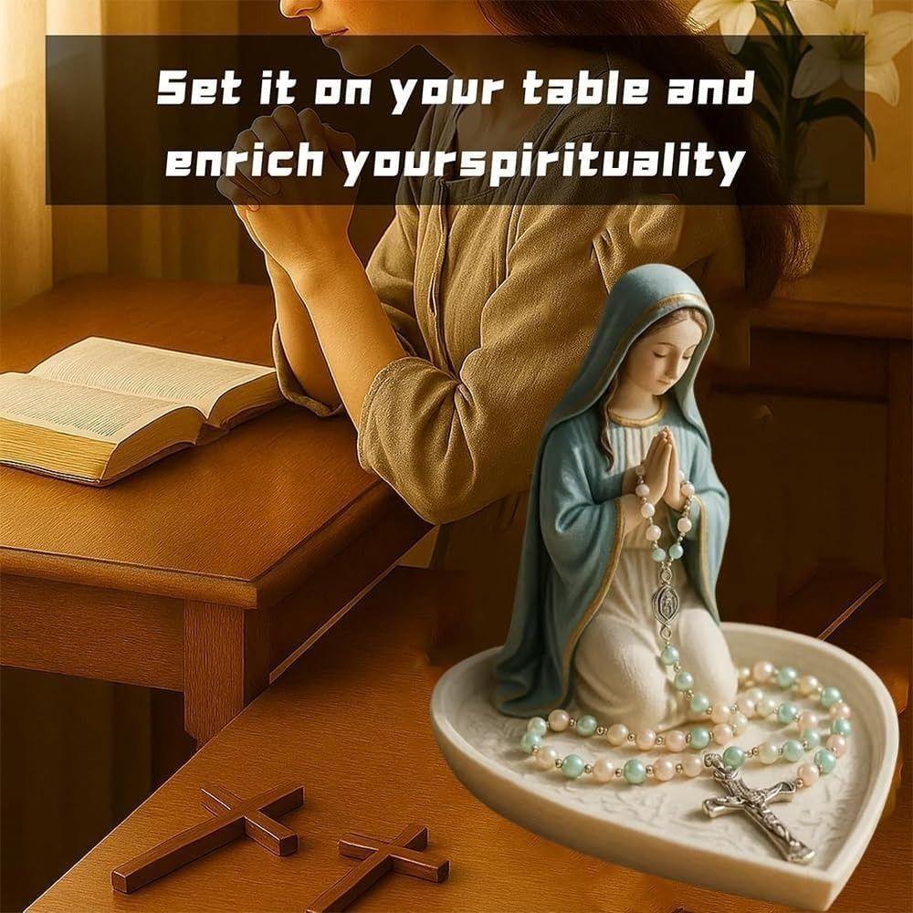 Resin Virgin Mary Rosary Holder Jesus Necklace Storage Holder Prayer Rosary Holder Office