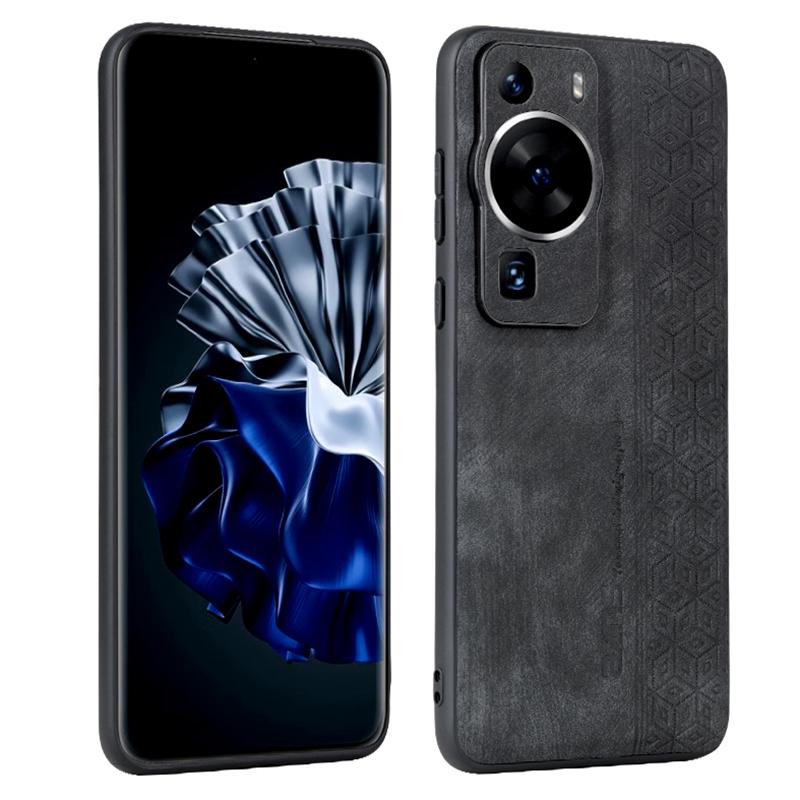 AZNS Задняя крышка для Huawei P60/P60 Pro с тиснением, покрытая ПУ кожей, чехол из ТПУ для телефона