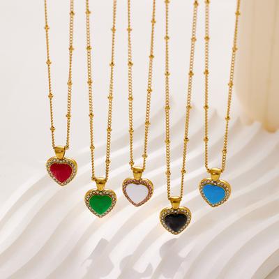 Цветной кулон Love из титановой стали, простая легкая роскошная цепочка с бриллиантами