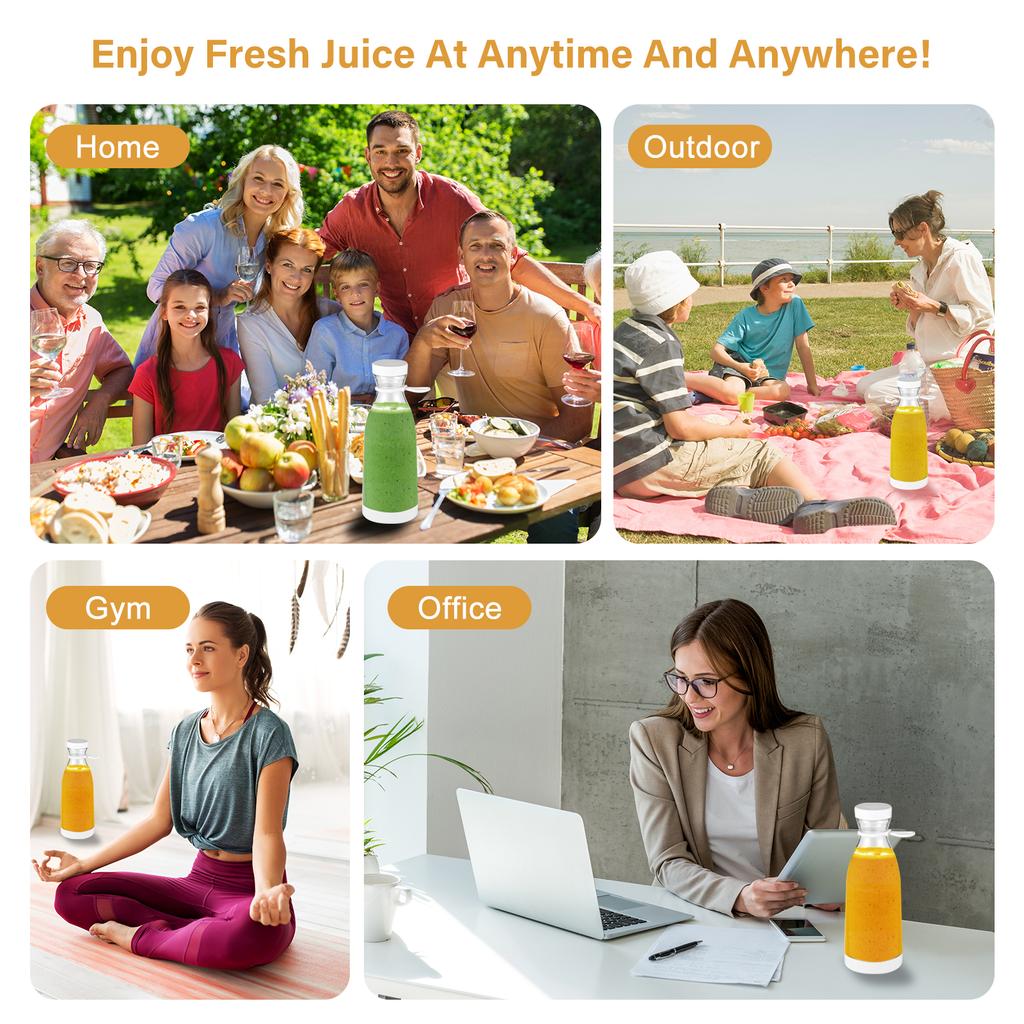 Portable Mini Electric Blender 300ml Juicer Cup 6 Blades for Smoothie Milkshake Juice Baby Food