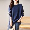 New Spring Heavy Industry Embroidered Round Neck Sweatshirt for Women Loose Slim Casual Loose Pullover Long-sleeved Top