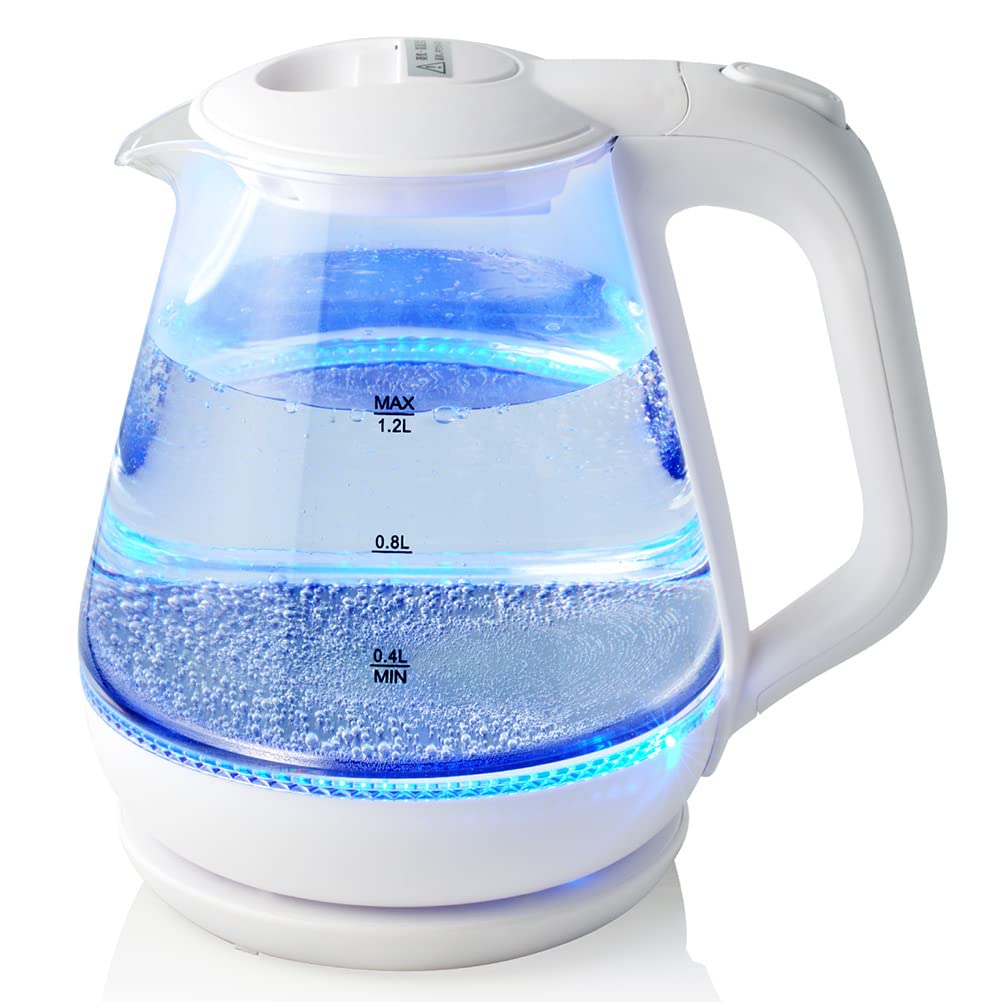 Glass Glass Electric Stylish LED One Heat Resistant Separate Power Empty Boiling Automatic Power Cord Retrieval [FaFe] Kettle, 1.2L, Kettle, Lighting,