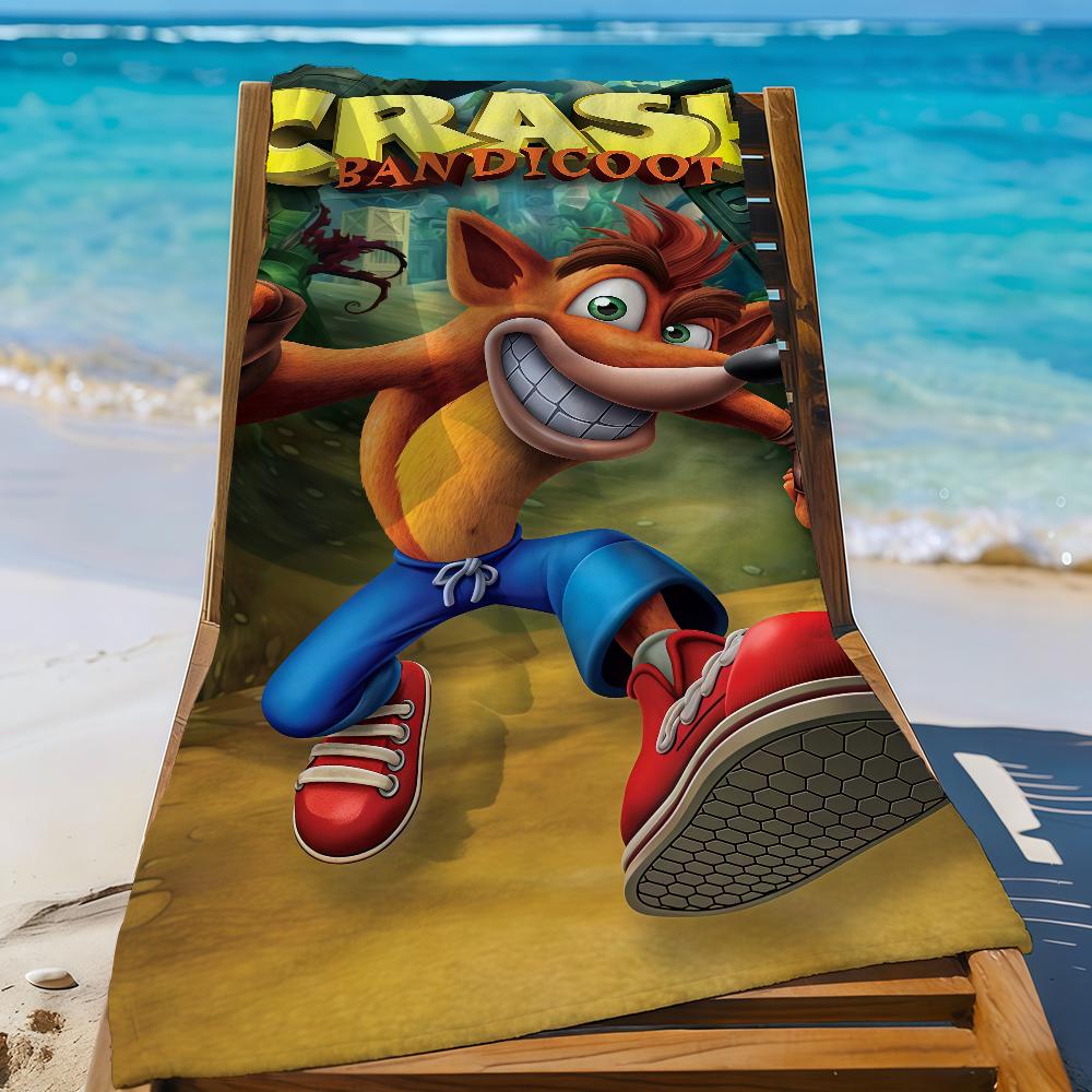 Игровой C-CrashS B-bandicoot-S Полотенце Спортивное Быстросохнущее Туристическое Снаряжение для Кемпинга Песозащитное Мягкое Легкое Большое Пляжное Полотенце
