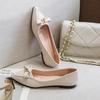 Остроносые туфли-лодочки женские на мягкой подошве летние женские туфли 2025 новая модель с бантом, с мелким вырезом, туфли-лодочки, на плоской подошве, всесезонные, темпераментные женские туфли