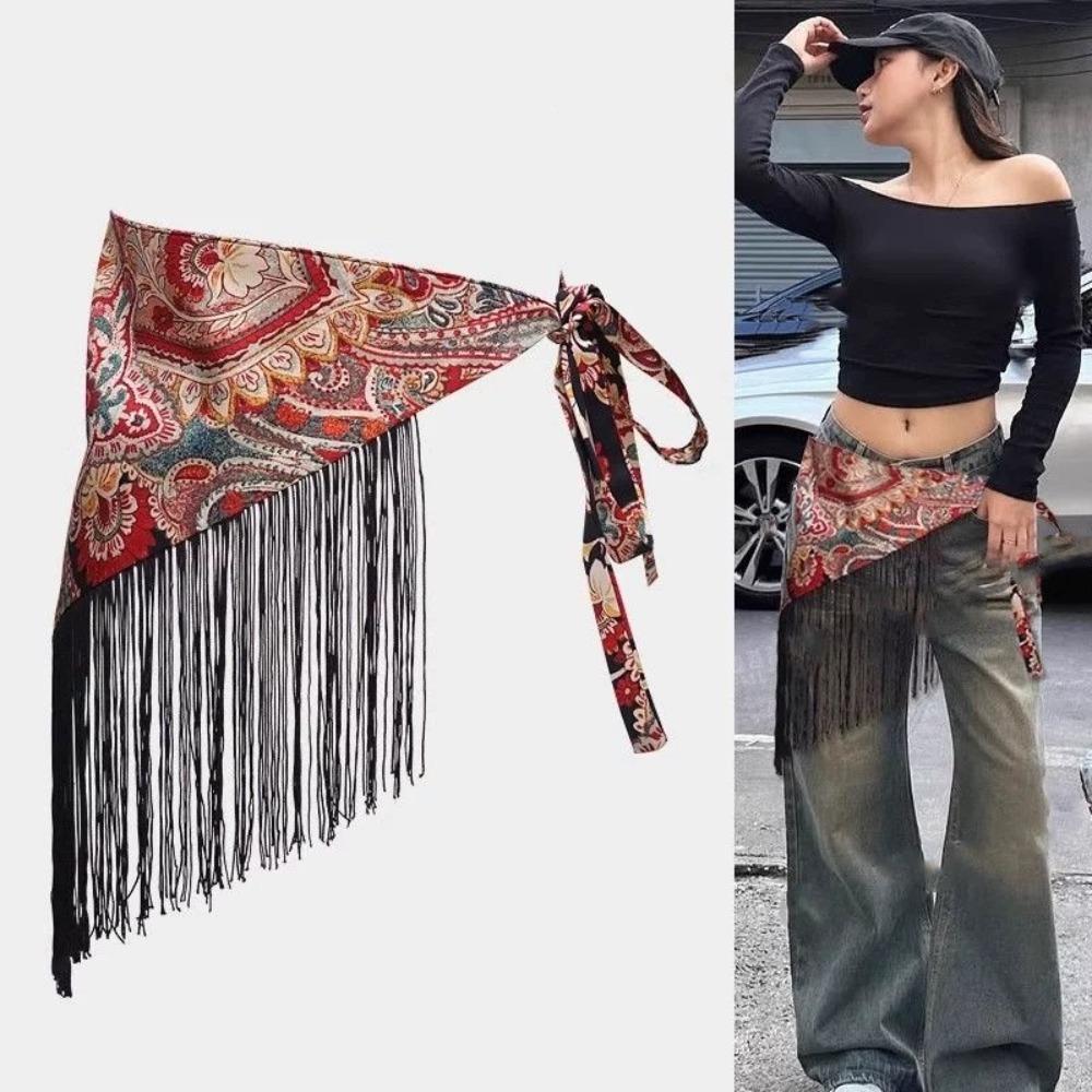 Embroidered Printing Ethnic Triangular Waistband Chinese Style Bohemia Wide Waistband Female