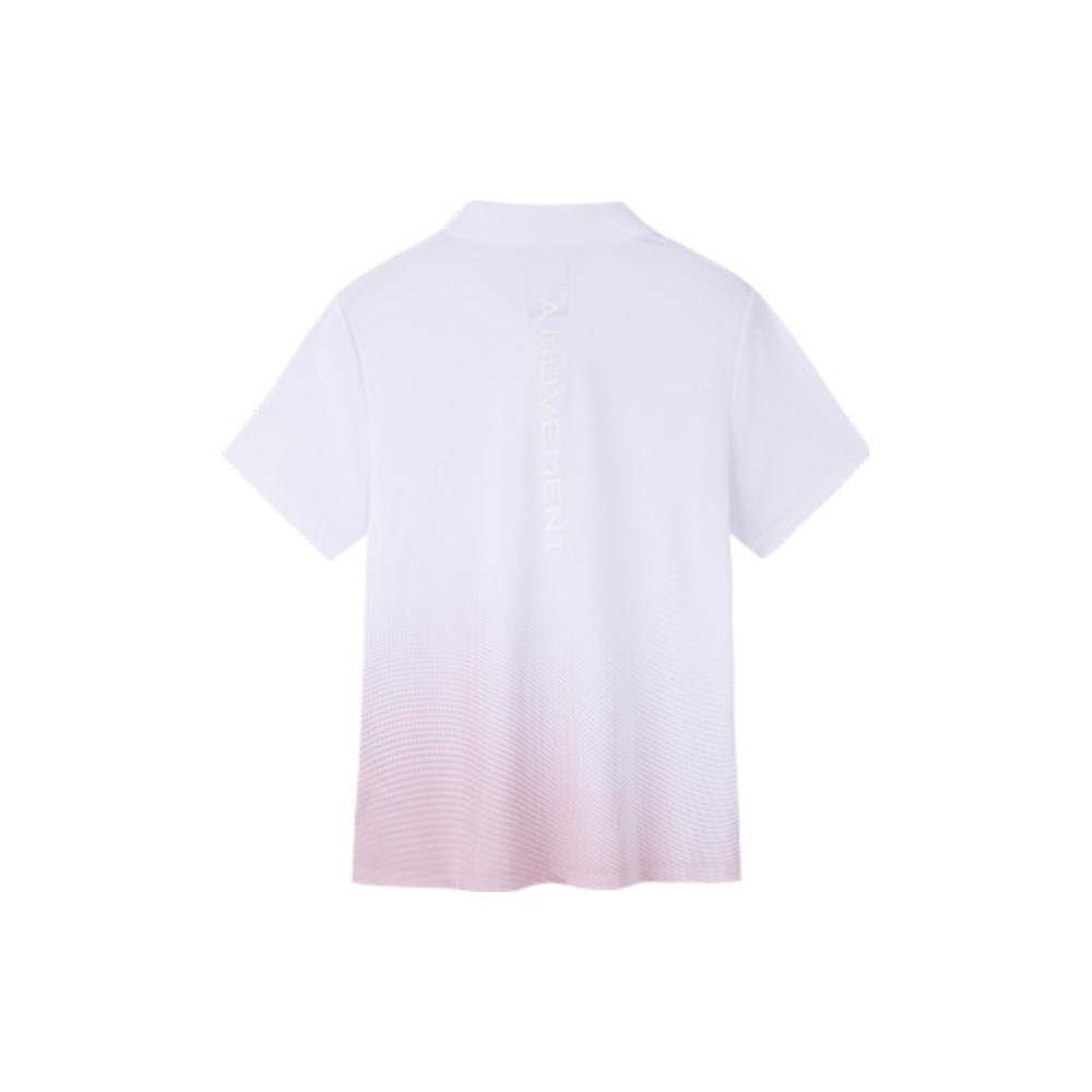 Anta Champion Series Gradient Logo Letter Pullover Polo Shirt Women tops Cloud-Mist-Pink 162320142-3