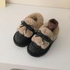 Девочки хлопковые туфли [милые и симпатичные] 22 зимние толстые бархатные детские сапоги для снега с низким верхом и низким голенищем, милые, в стиле колледжа