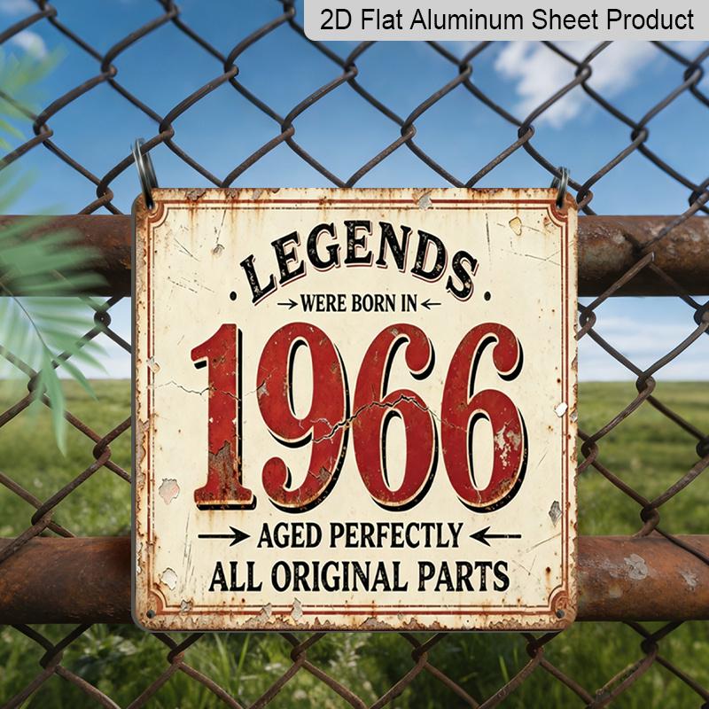 2D Flat 1pc, Retro Metal Aluminum Sign, Legendary 1966 Sign, Christmas Gift, Steampunk Style, Gift for Parents and Partners, Suitable for Garden