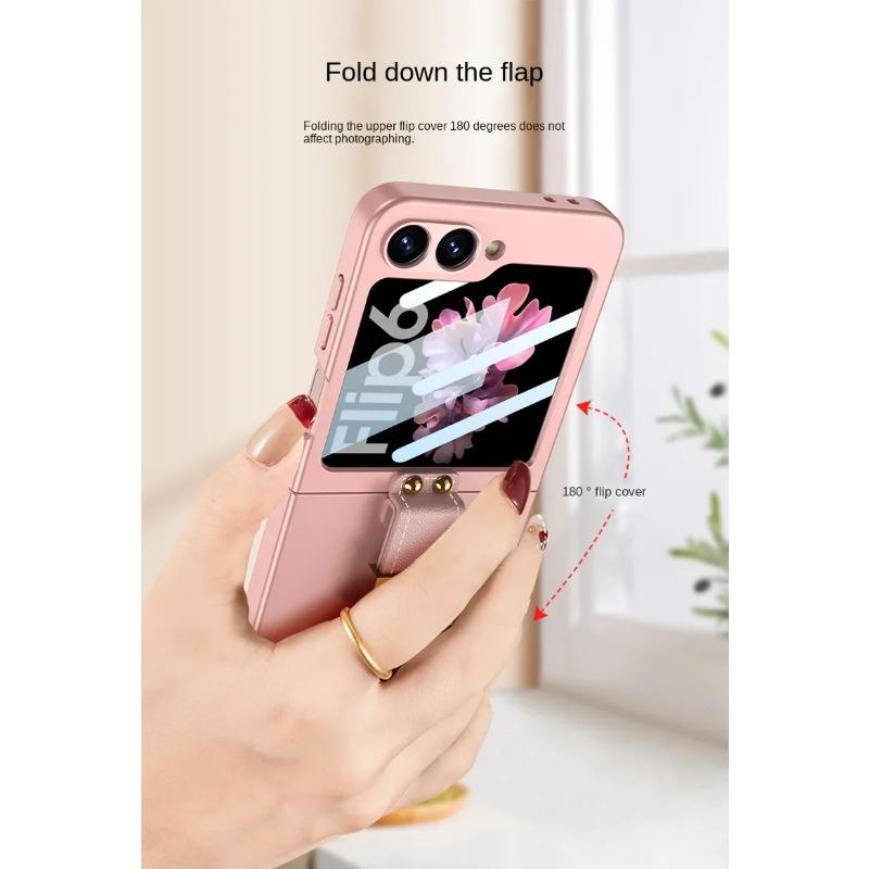 Ring Holder Phone Case for Samsung Galaxy Z Flip 6 5 4 3 Flip6 Flip5 Flip4 Flip3 5G Frosted Plastic Hard Shell Ultra Thin Shockproof Protective Cover