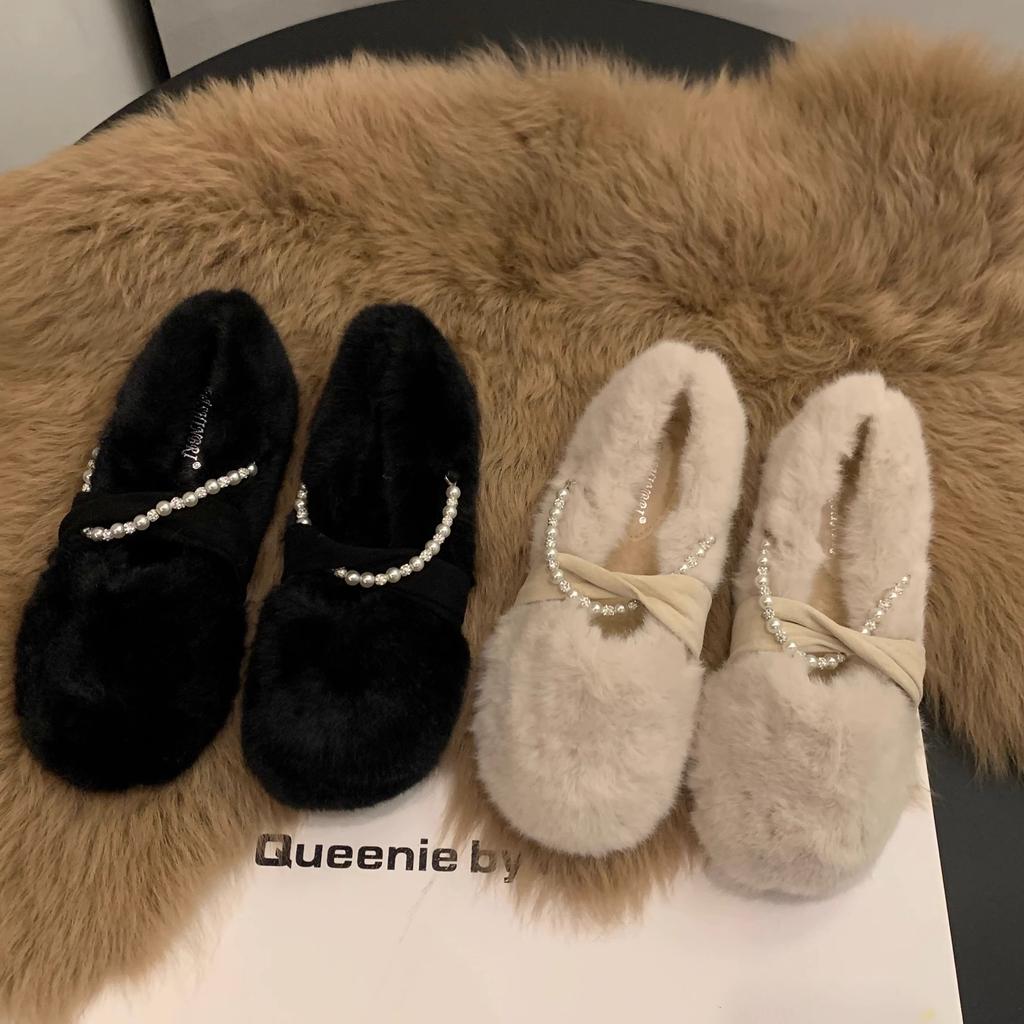 Дизайнерские женские теплые меховые туфли на весну и осень, модные легкие гладкие женские туфли на плоской подошве с круглым носком, зимние, с флисом, теплые