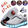 Детские светодиодные кроссовки 4 цветов с двумя / одним колесами, роликовые коньки для мальчиков и девочек, повседневная обувь с роликом, детские игрушки для мальчиков и девочек