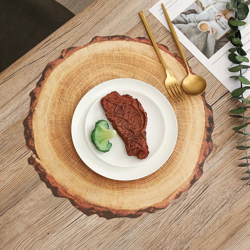 1pc PVC Place Mats Round Rustic Brown Charger Place Mat for Farmhouse Tan Table Setting Summer Spring Fall Wedding Dinner Party Decor