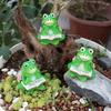 3pcs Green Frog Potted Mat Cartoon Animal Statue  Micro-landscape Accessories
