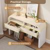 Modern console table with drawers for entrance area, sideboard with curved front and adjustable foot pads, hallway, corridor or living room (White)
