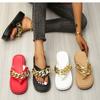 Roman Muffin Flip-flops Strap Sandals Women's Summer Flats Casual Beach Shoes Chain Women's Shoes
