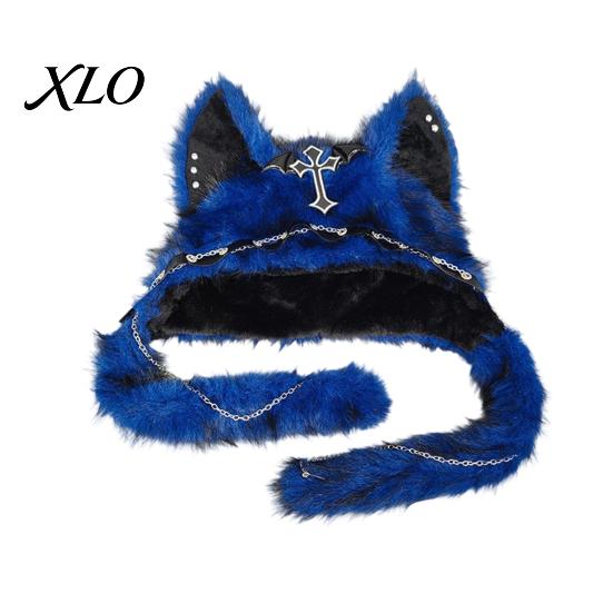 Holiday Theme Party Hat Cute Plush Animal Hat, Furry Cat Ear Headwear, Winter Soft Breathable Headgear Warm Cap for Halloween Costume, Cosplay