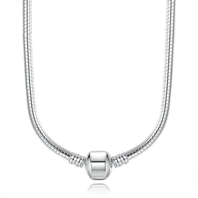 45cm Length Silver Color Charm Necklace Snake Chain Fit Brand Original Pendant Necklaces For Women Lover Diy Jewelry Gift