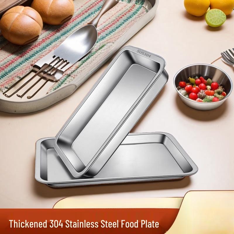 Heavy-Duty 304 Stainless Steel Rectangular Serving Tray