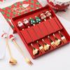 6Pcs/Set Stainless Steel Spoon Fork Set Santa Claus Snowman Deer Christmas Tree Hat Decor Tableware Holiday Party Supply