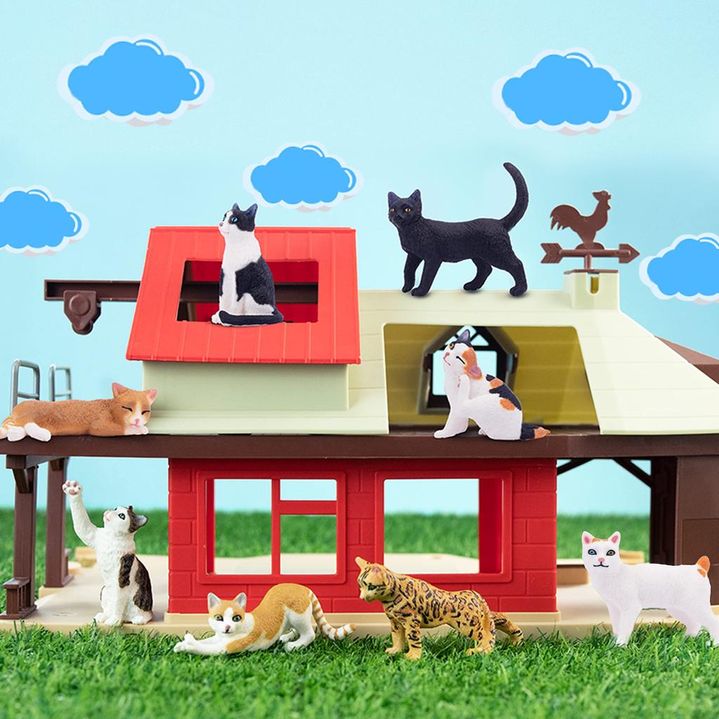 TOYMANY 8 шт. Фигурки кошек, Милые кошки, Реалистичные модели животных, Популярные игрушки-животные, Подарок на день рождения, Рождество, Новый год, Украшение, Коллекция,