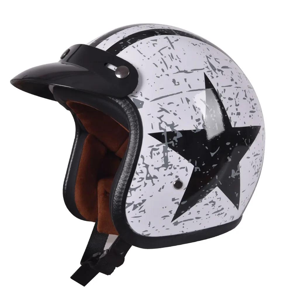 Ретро полуоткрытый мотоциклетный шлем Jet Аксессуары для мотокросса Casco Moto Helmet 3/4 с открытым лицом Винтажный шлем Four Seasons Capacete