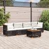 VidaXL Garden Lounge Set 5 Pcs with Cushions Black Wicker 3261728