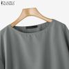 ZANZEA Женская повседневная летняя блузка с круглым вырезом и рукавом 3/4 свободного кроя