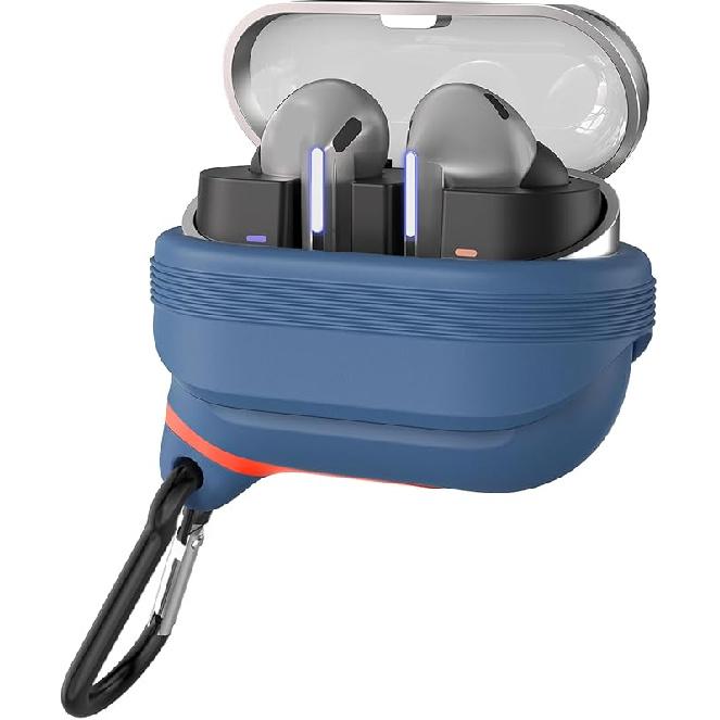 Для чехла Galaxy Buds 3 Pro и чехла Galaxy Buds 3, водонепроницаемый силиконовый чехол премиум-класса с карабином, беспроводная зарядка, патент зарегистрирован, черный