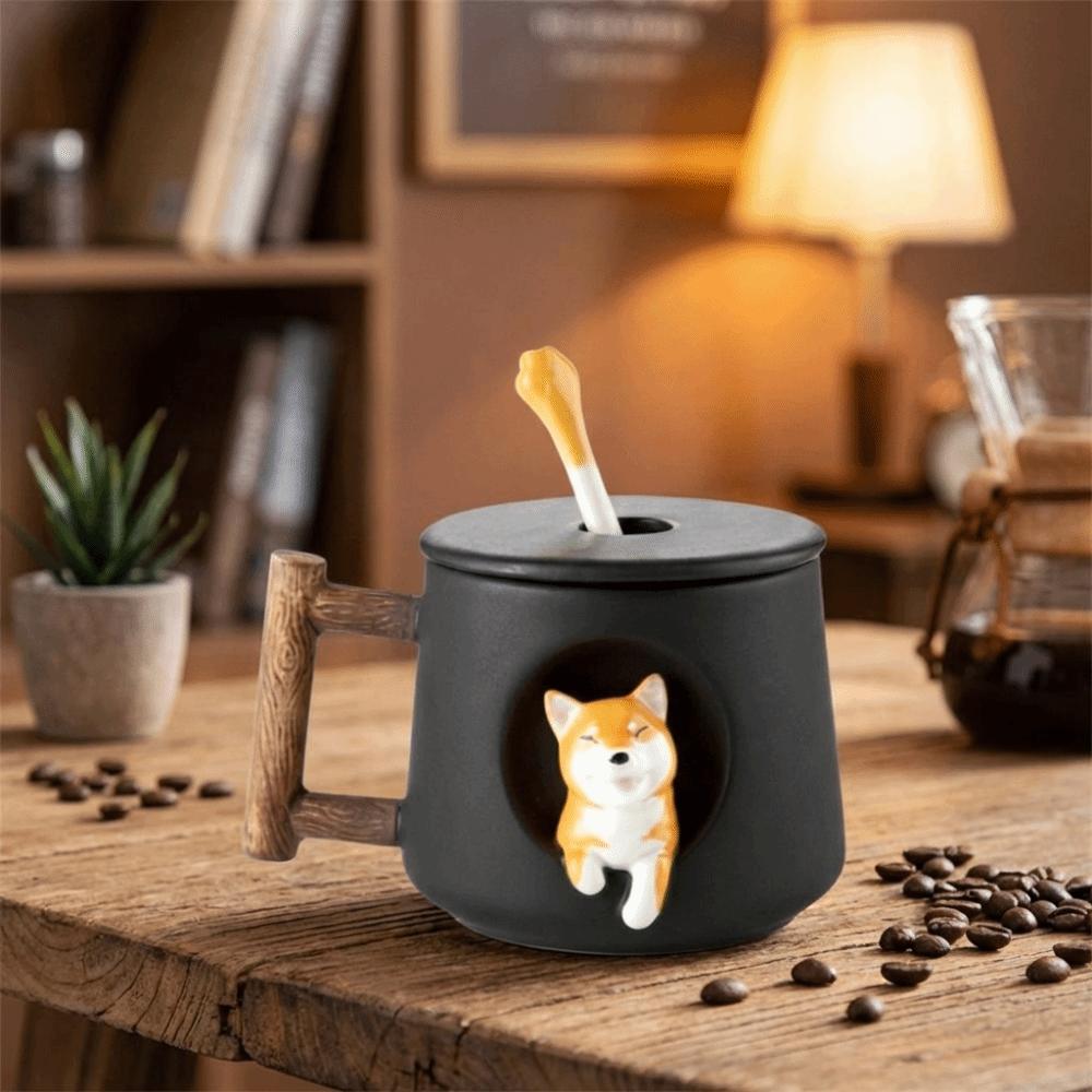 420ml 3D Ceramic Mug Dog Design Milk Tea Cup Creative Tea Cup Cafes