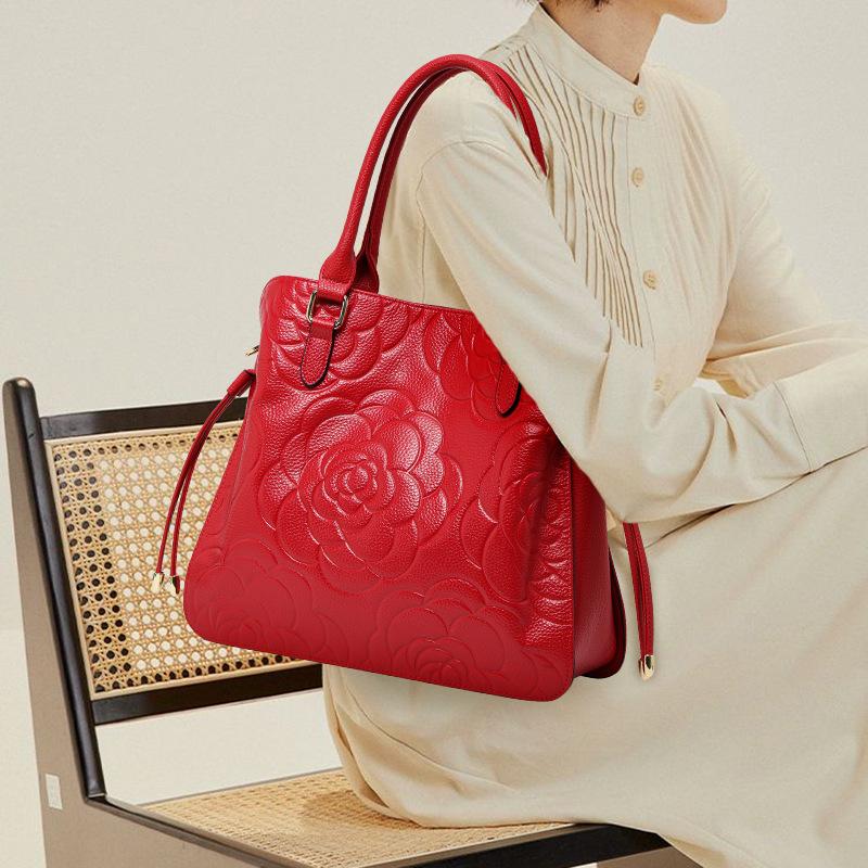 New European and American Fashion Embossed Lychee Pattern Six-piece Set for Women's Bag Versatile Women's One-shoulder Hand Length Straddle Bag