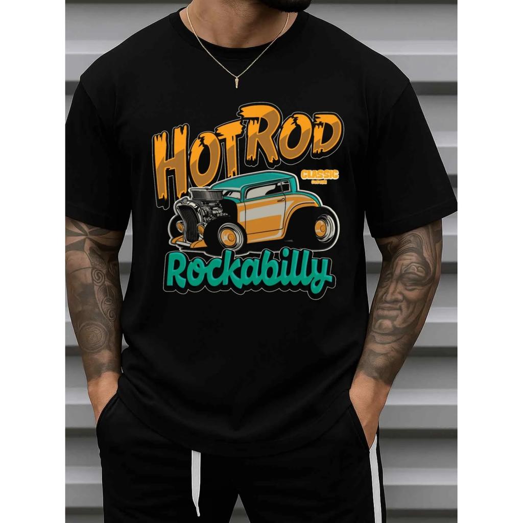 Hot Rod Rockabilly Classic Garage Vintage Car T-Shirt 100% Cotton O-Neck Short Sleeve Summer Casual Mens T-shirt Streetwear