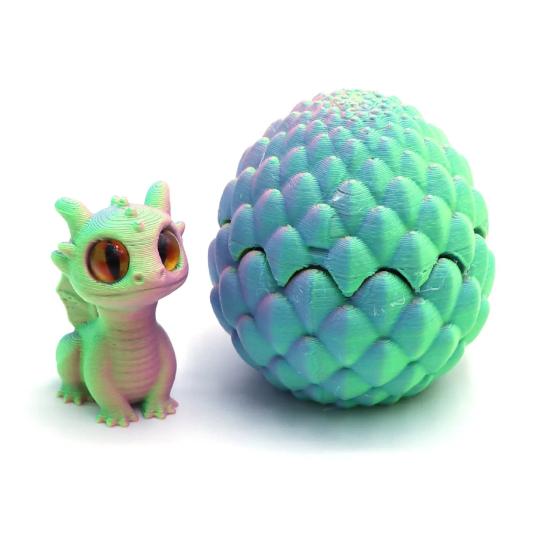 3D Printed Dragon Egg Ornament Mini Dragon Figurine Toy Desktop Dragon Egg with Miniature Dragon Inside Decoration