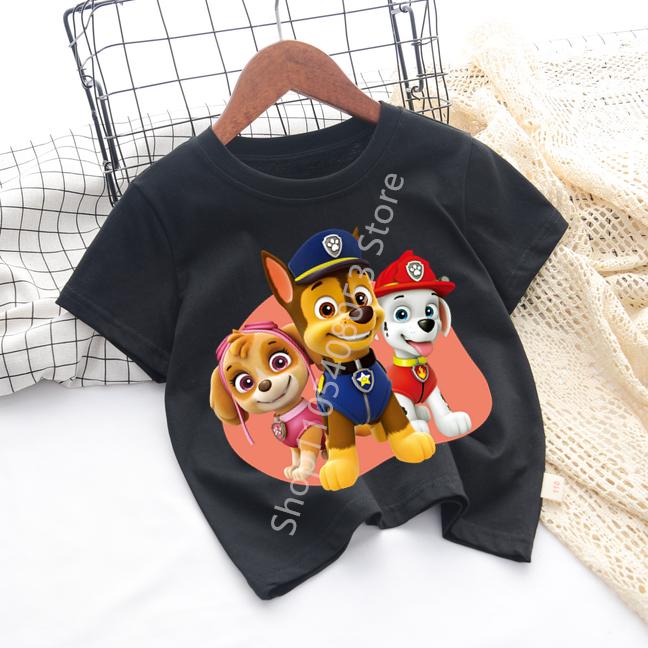 Paw Patrols Baby TShirt Girls Boys Clothes Cartoon Anime Chase Skye Figure Printed Toddler Tops Summer Clothes Gift