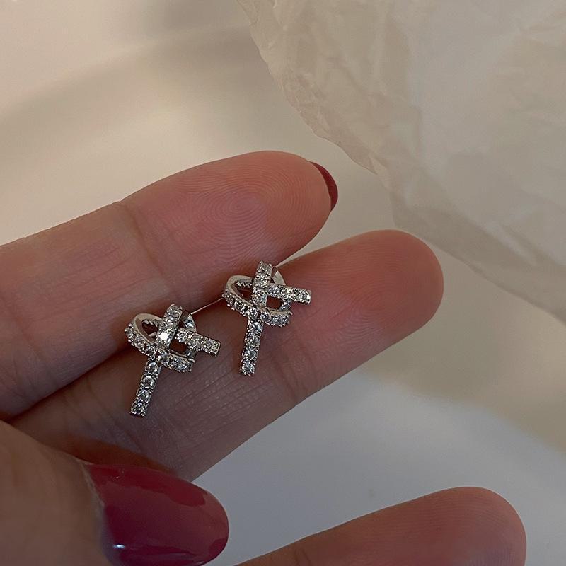 2025 Trendy Zircon Knotted Earrings: Exquisite Korean Style for Women