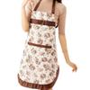 1-Pack Twill Peach-skin Velvets Bow Lace Bib Apron Floral Patterns Cooking Apron with 2 Pockets Women Housework Cleaning Apron Kitchen Apron for Chef