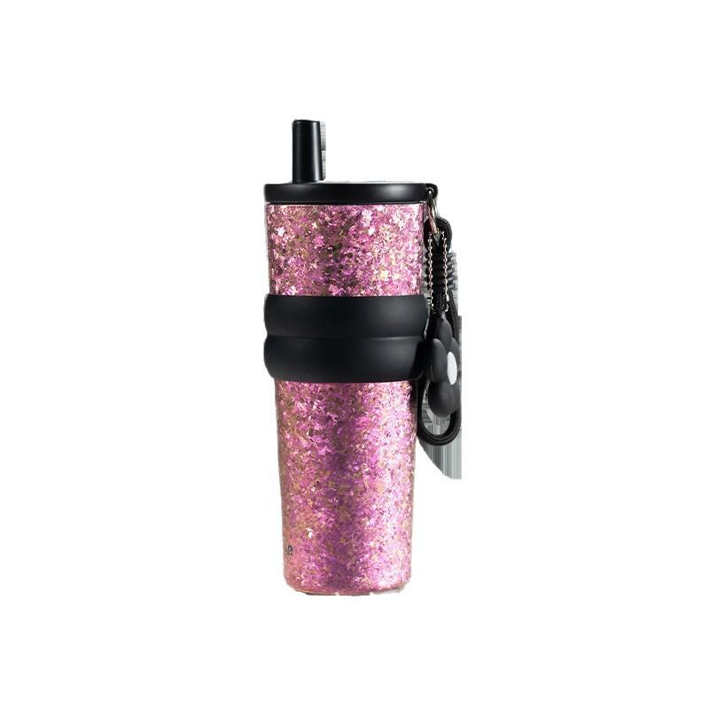 710ml Titanium Vacuum Insulated Tumbler With Straw Lid Tea Strainer Portable Travel Cup Office Car Outdoor Use