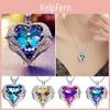Necklaces Angel Wings Blue Pendant Crystal Heart Necklace For Women Christmas Jewelry Mit