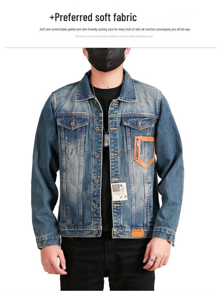 Men's Xintang Embroidered Denim Jacket | 2025 Trendy Loose Retro Workwear for Spring & Autumn