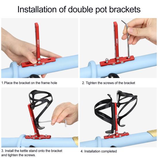 Bike Water Bottle Cage Adapter with Wrench Screws Lightweight Aluminum Alloy Mountain Road Bicycle Water Bottle Holder Mount Base Bike Accessories