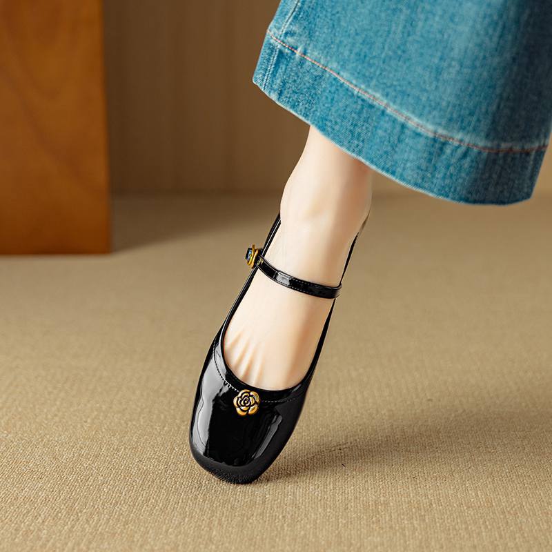 Krazing Pot Летние туфли из овчины, размер 41, низкий каблук, металлические цветы, Мэри Джейн, квадратный носок, туфли-гладиаторы